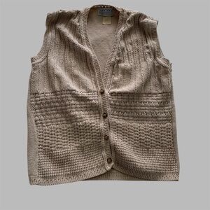 Vintage Cream Knitted Vest Size Large Cottagecore Grannycore